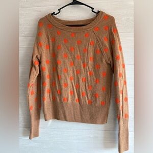GAP Brown Sweater with Orange Polka Dots